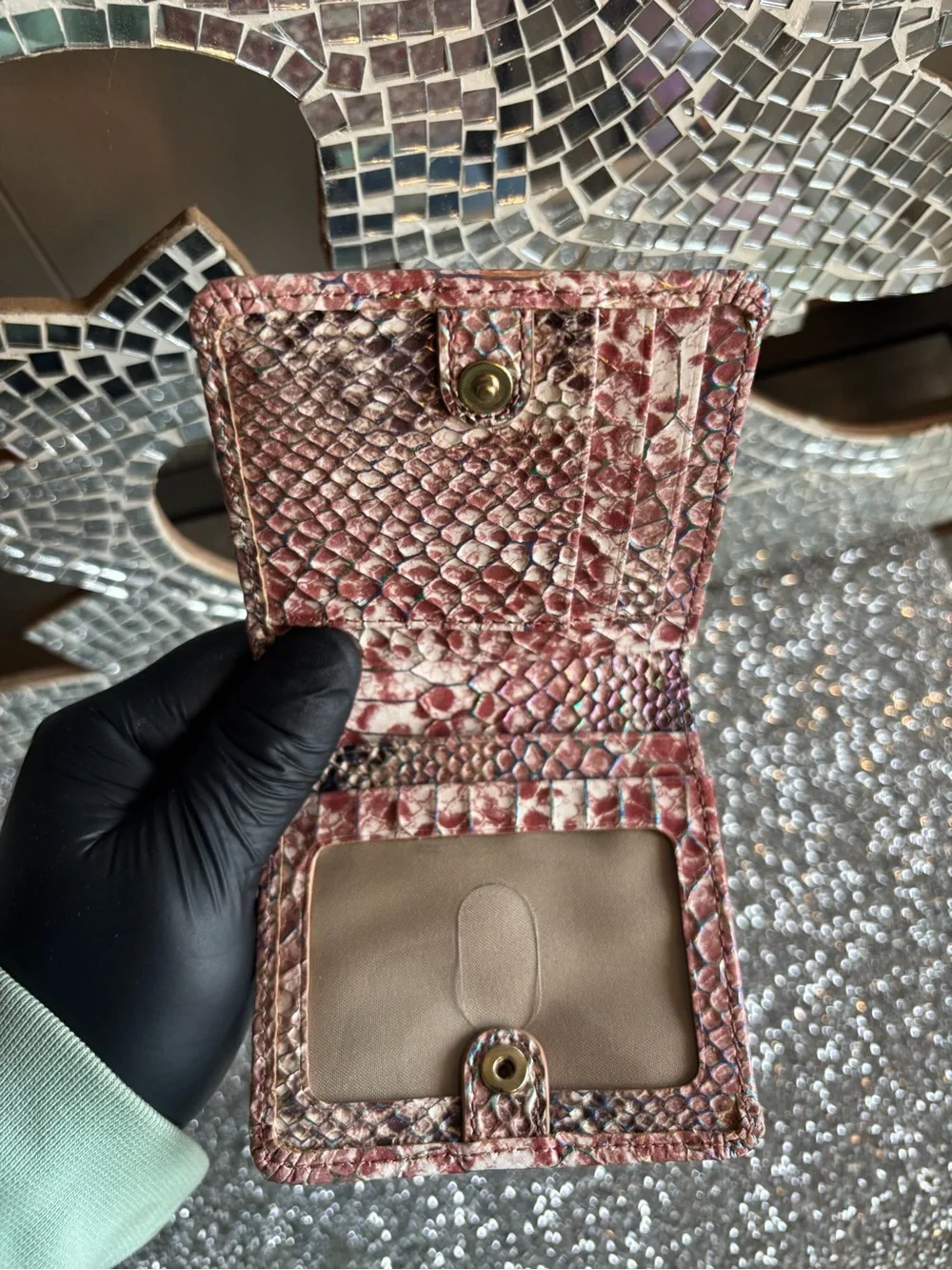🎀Brahmin Jane Multi-Color‎ Genuine Leather Wallet - Pink Snake Print